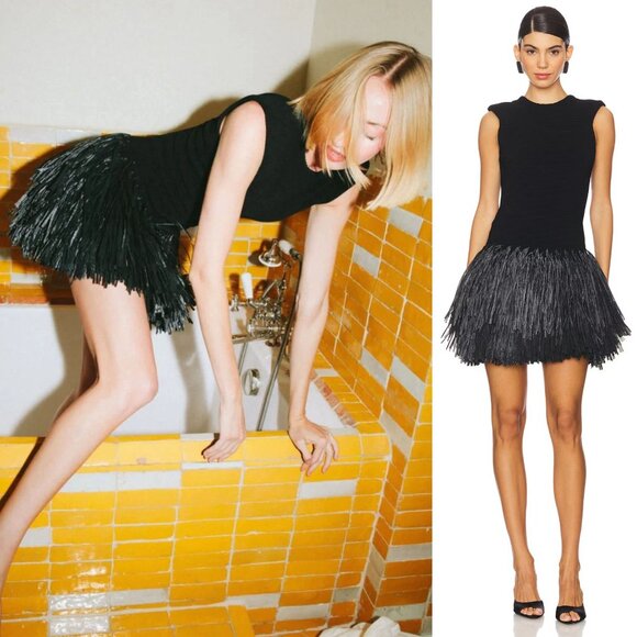 Aje Rushes Raffia Black Knit Mini Dress Size S NWT - Picture 10 of 10